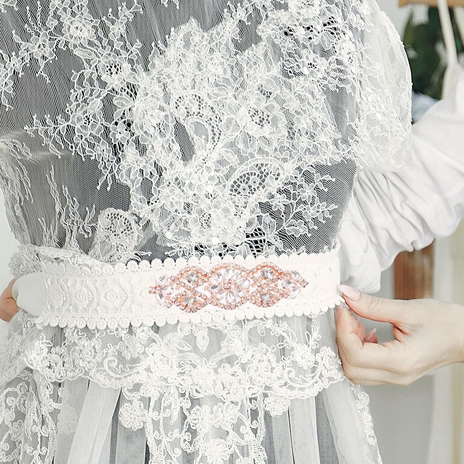 4pcs Rhinestone Iron on Applique for Bridal Dress Belt