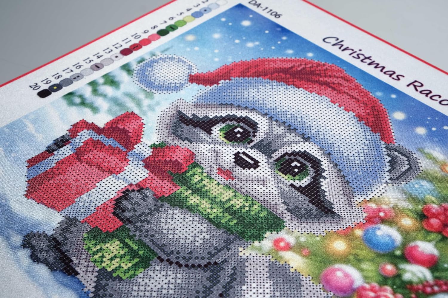 AllAboutEmbroideryUA Bead Embroidery kit Christmas Racoon DA-1106 Beaded Cross Stitch Christmas Beadwork Needlework kit
