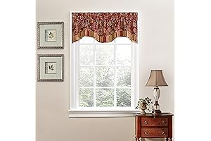 Traditions by Waverly Navarra Farmhouse Scalloped Valance Rod Pocket Window Curtain for...