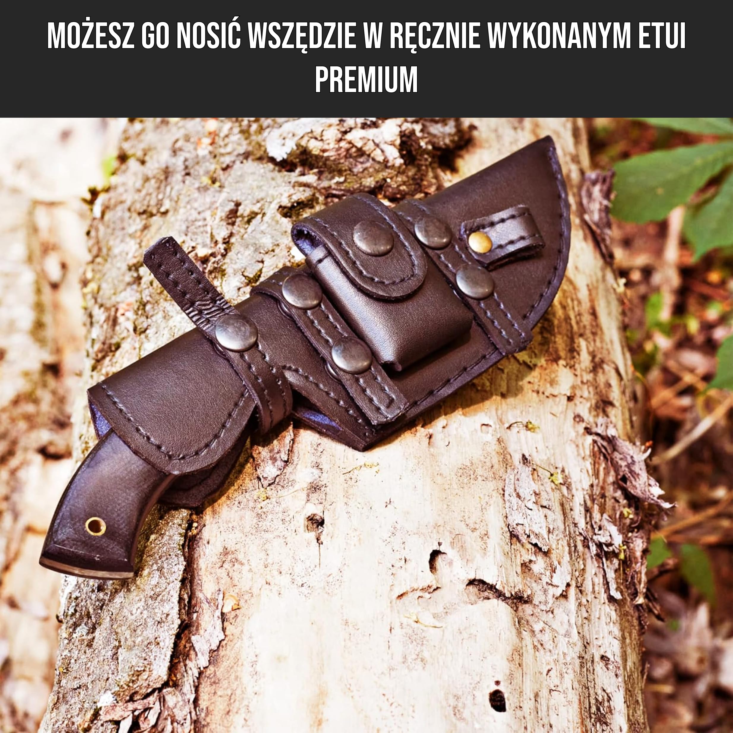 BIGCAT ROAR Ręcznie wykonany nóż z Damaszku – Full Tang Fixed Blade nóż myśliwski z pochwą i drewnianym uchwytem z drewna orzechowego – nóż outdoorowy EDC, 25,4 cm – Black Jaguar