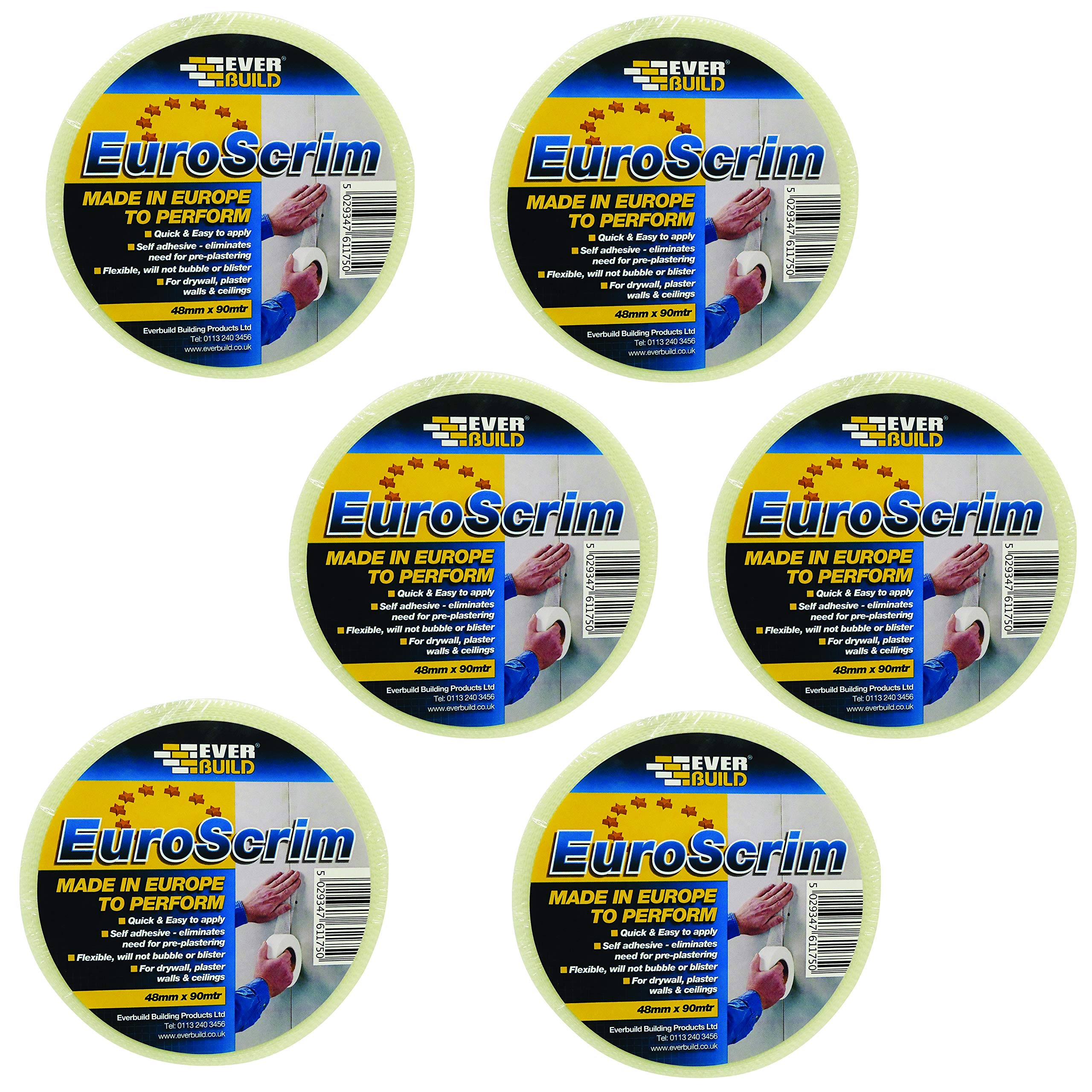 6 x Everbuild EVB2EURO48 48 mm x 90 m Euroscrim Tape