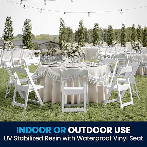 Miniatura 5 de Flash Furniture - Silla con capacidad para 1000 libras modelo Hércules silla plegable de resina de caoba con asiento acolchado de vinilo negro Blanco