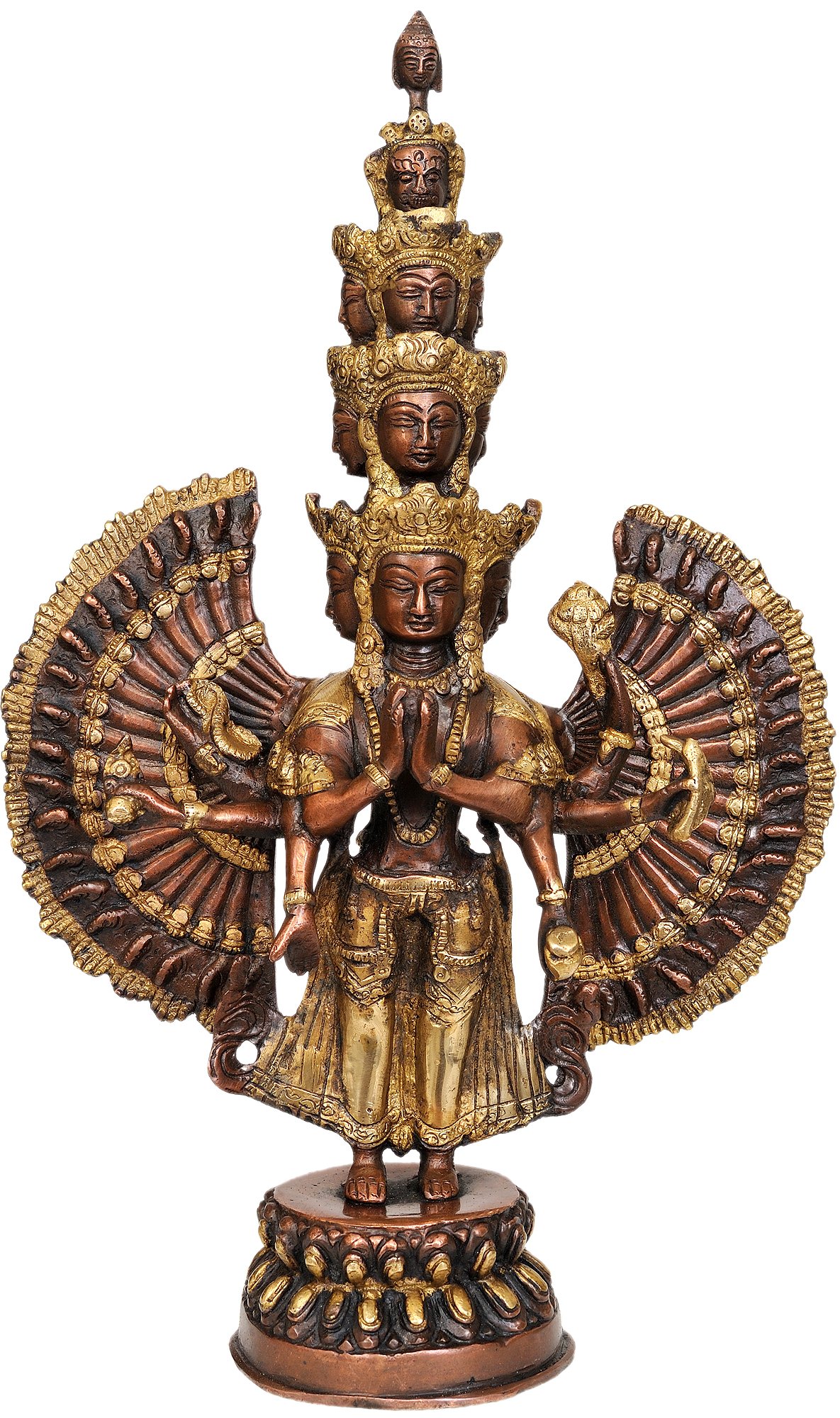 Avalokiteshvara laiton statue de collection pour une decoration interieure dore raffinée