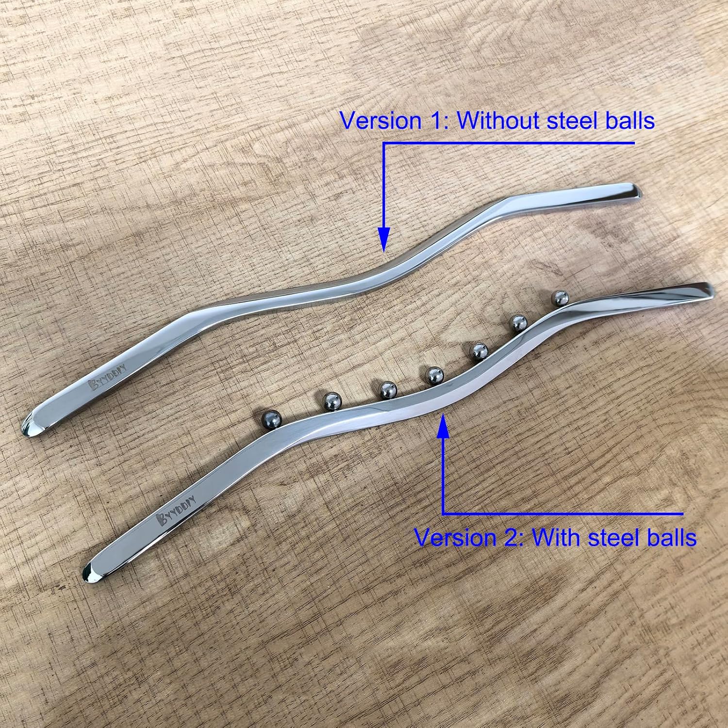 BYYDDIY Stainless Steel Muscle Scraper Stick for Lymphatic Drainage,Body Massage, Release Myofascial Trigger Points Reduce Muscle Soreness Tightness Leg Cramps for Physical Therapy (Ms)