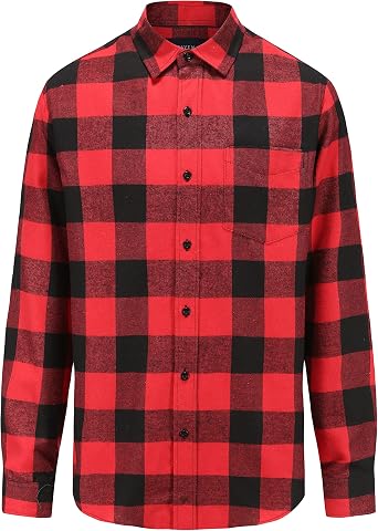 Braveman Mens Buffalo Plaid Button Down Classic Fit Flannel Shirt