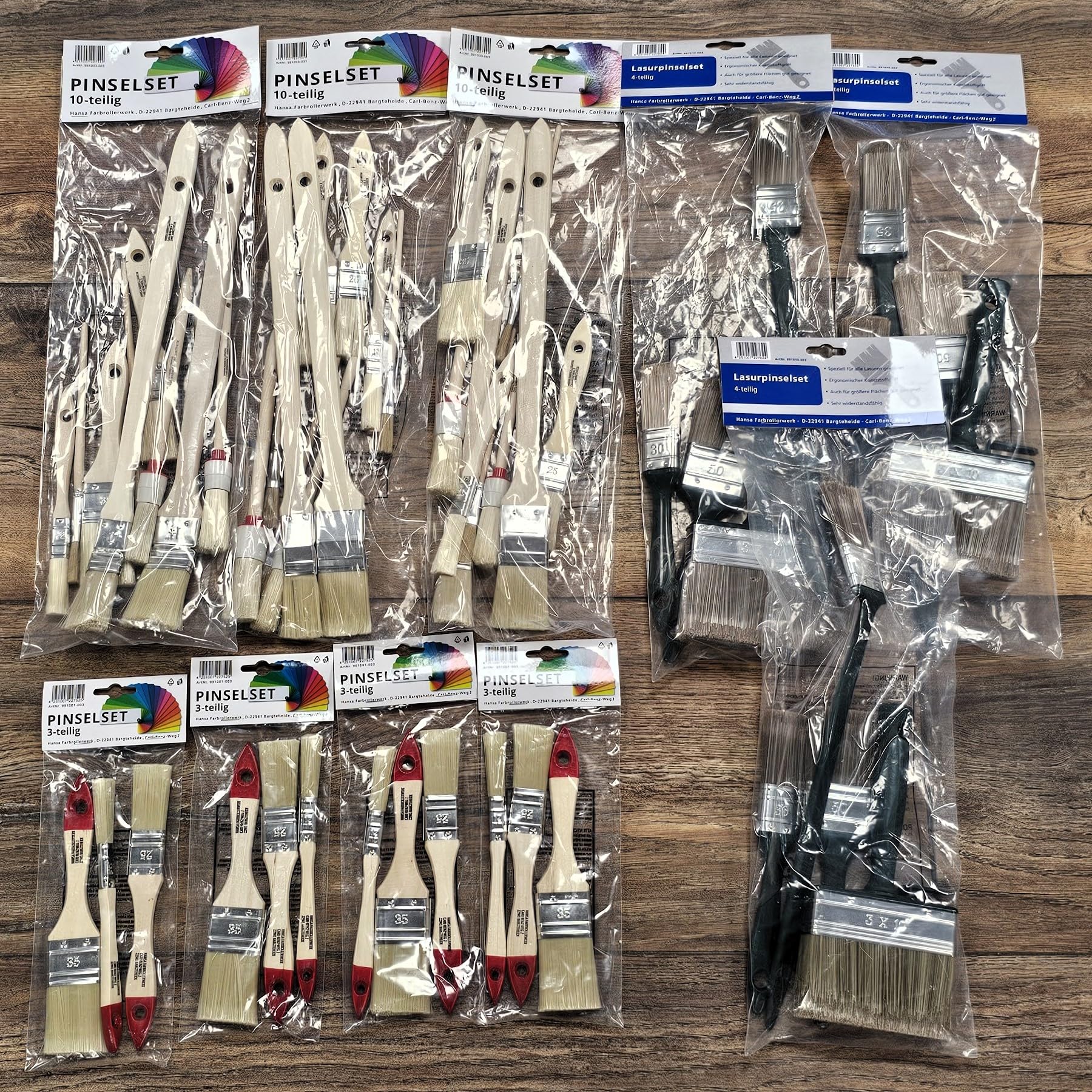XXL Malerset 54 Teile – inkl. Pinselsets für Farben und Lasuren: Flachpinsel, Heizkörperpinsel, Ringpinsel & Lasurpinsel – Profi Lackpinsel Set für Malerarbeiten, Renovierung, Lasur & Lackierungen