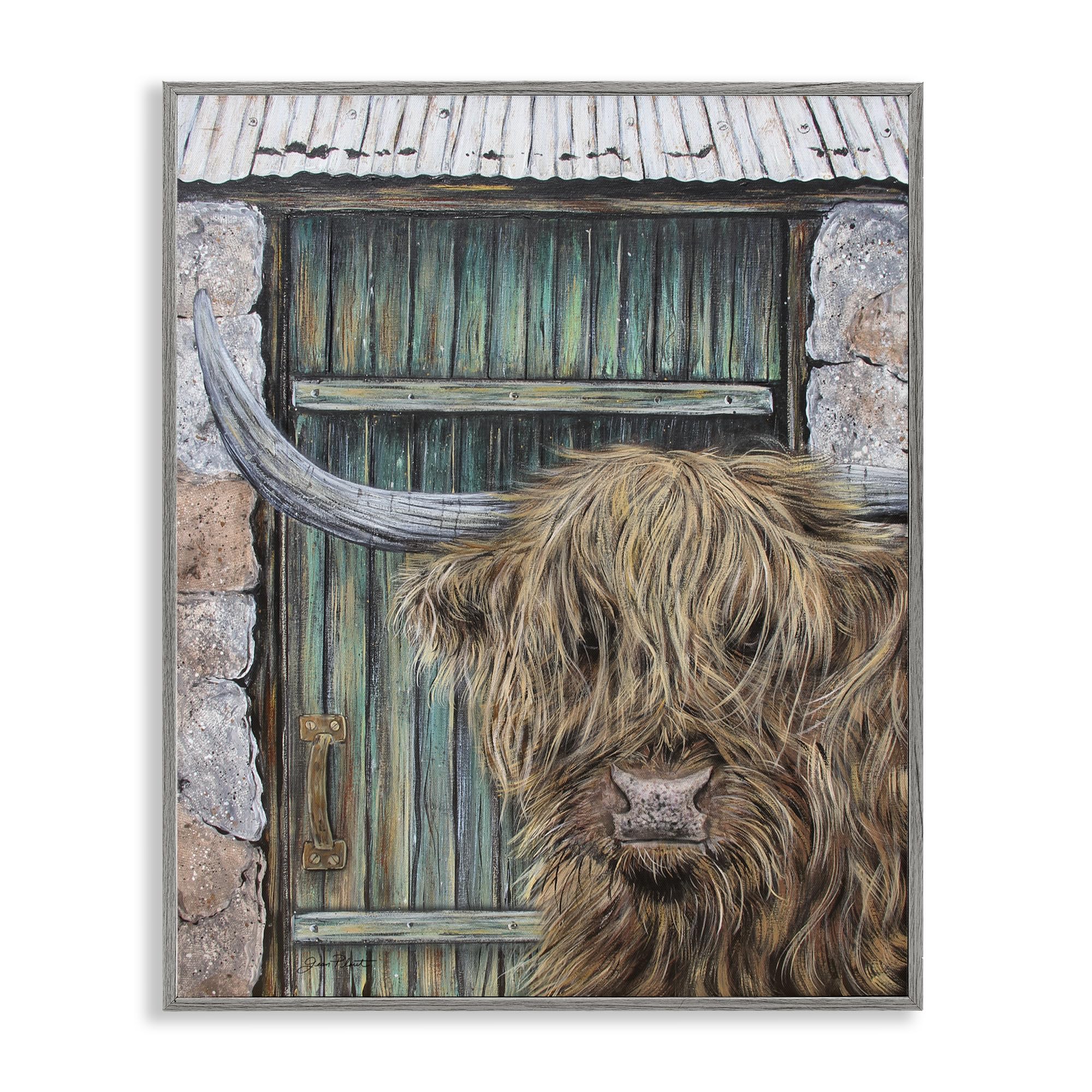 Vache Highland Giclée encadrée Stupell Industries tableau blanc de salon