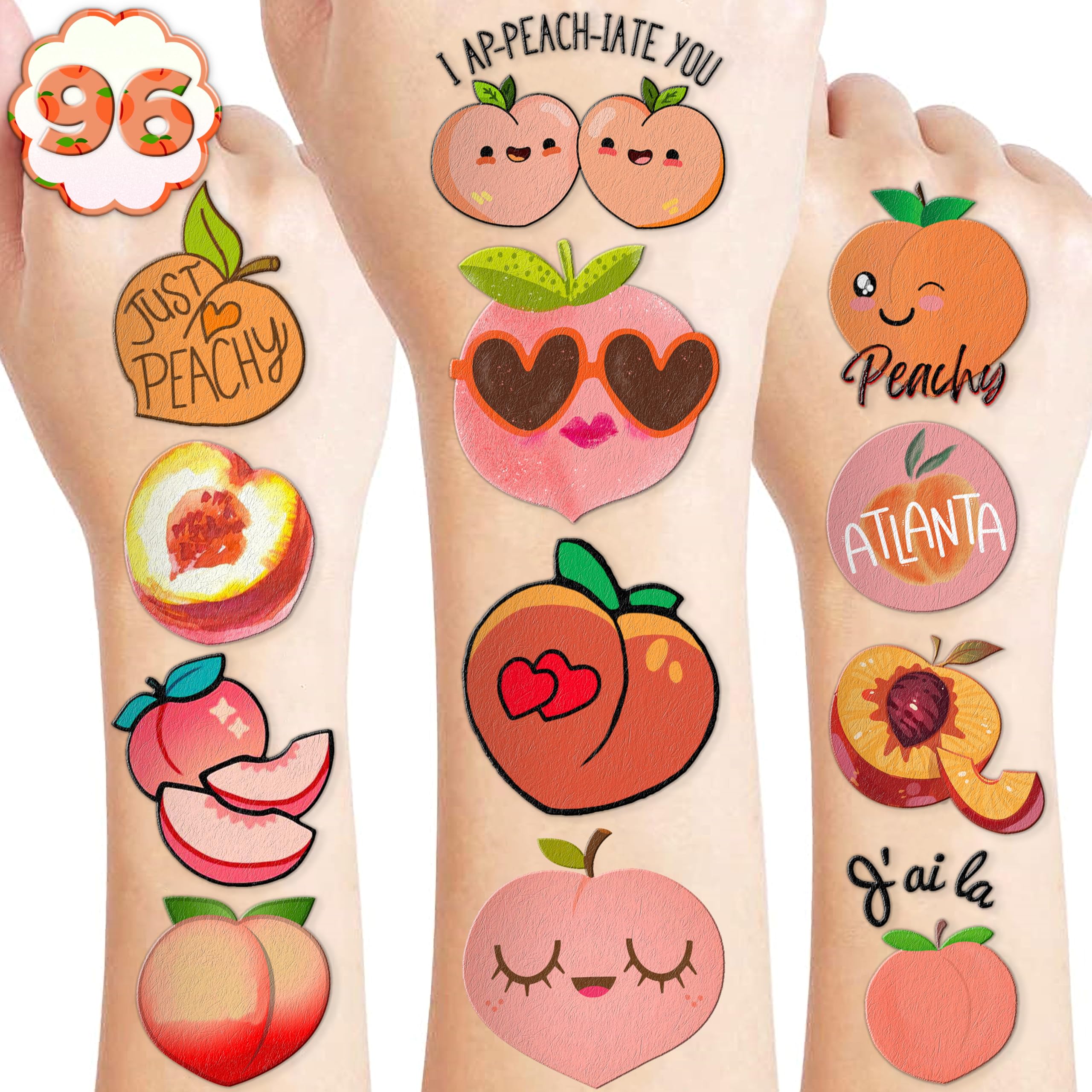Amazon.com : 96 PCS Just Peachy Temporary Tattoos for Kids - Cute