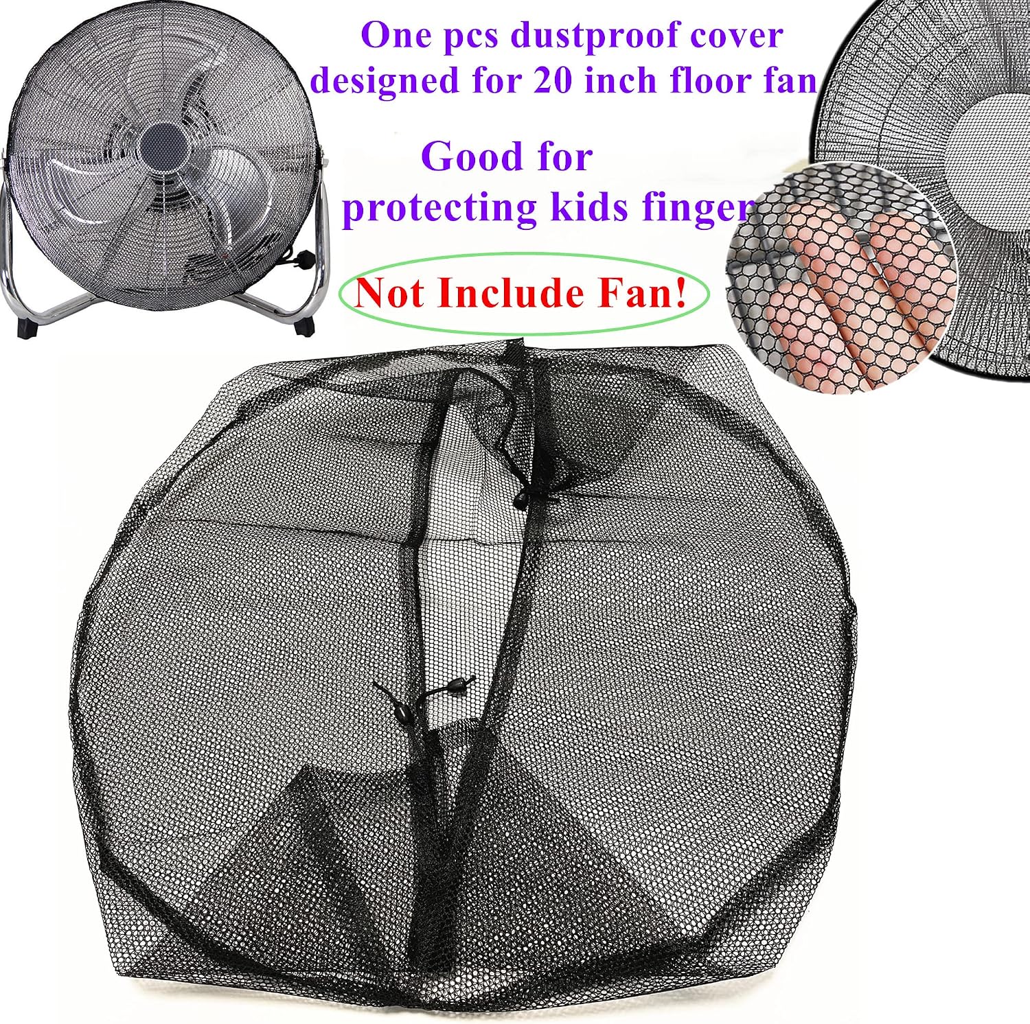 20 inch Protection Cover for Floor Fan,20" Dustproof Fan Mesh Cover,Children Finger Safety Protection Net Cover for 20 in Industrial Floor Fan for Indoor Bedroom,Garage,Basement -Not Include Fan