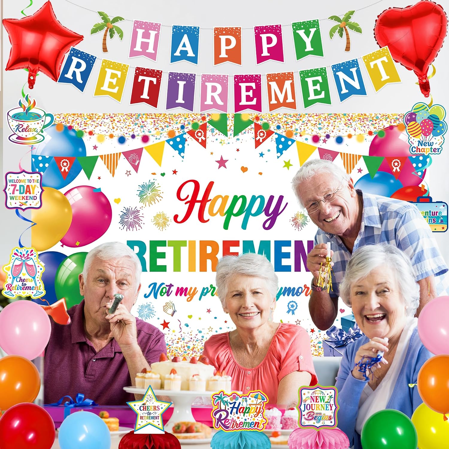 Vlipoeasn Colorful Happy Retirement Party Decorations for Men Women image 3