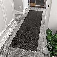 Ottomanson 2x6 Black Hallway Runner Rug - Non-Slip Scraper Pile Mat for Indoor/Outdoor High-Traffic Kitchen, Entryway, Garage, Patio