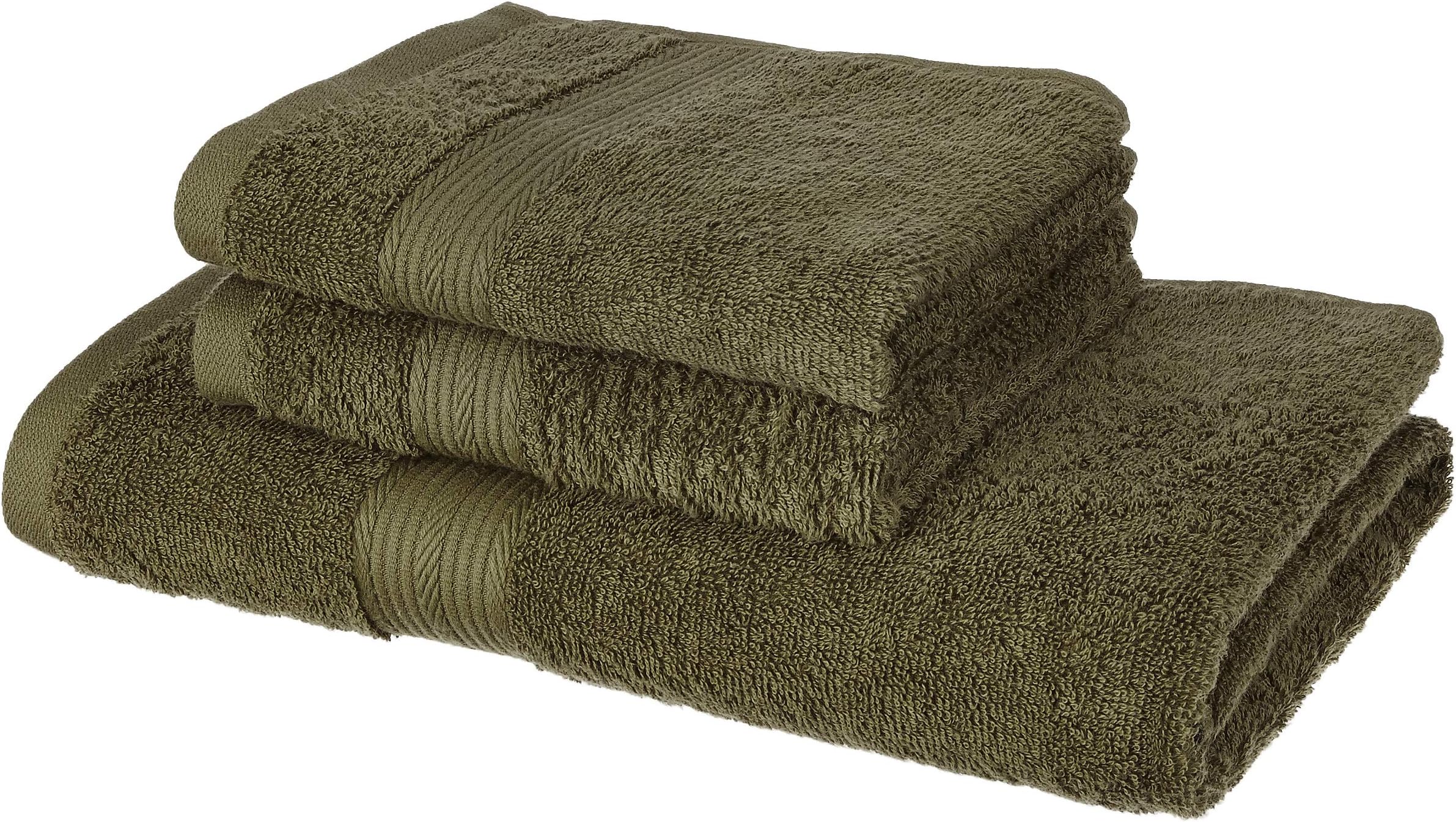 Amazon Brand - Solimo 100% Cotton 3 Piece Towel Set, 500 GSM (Olive Green)