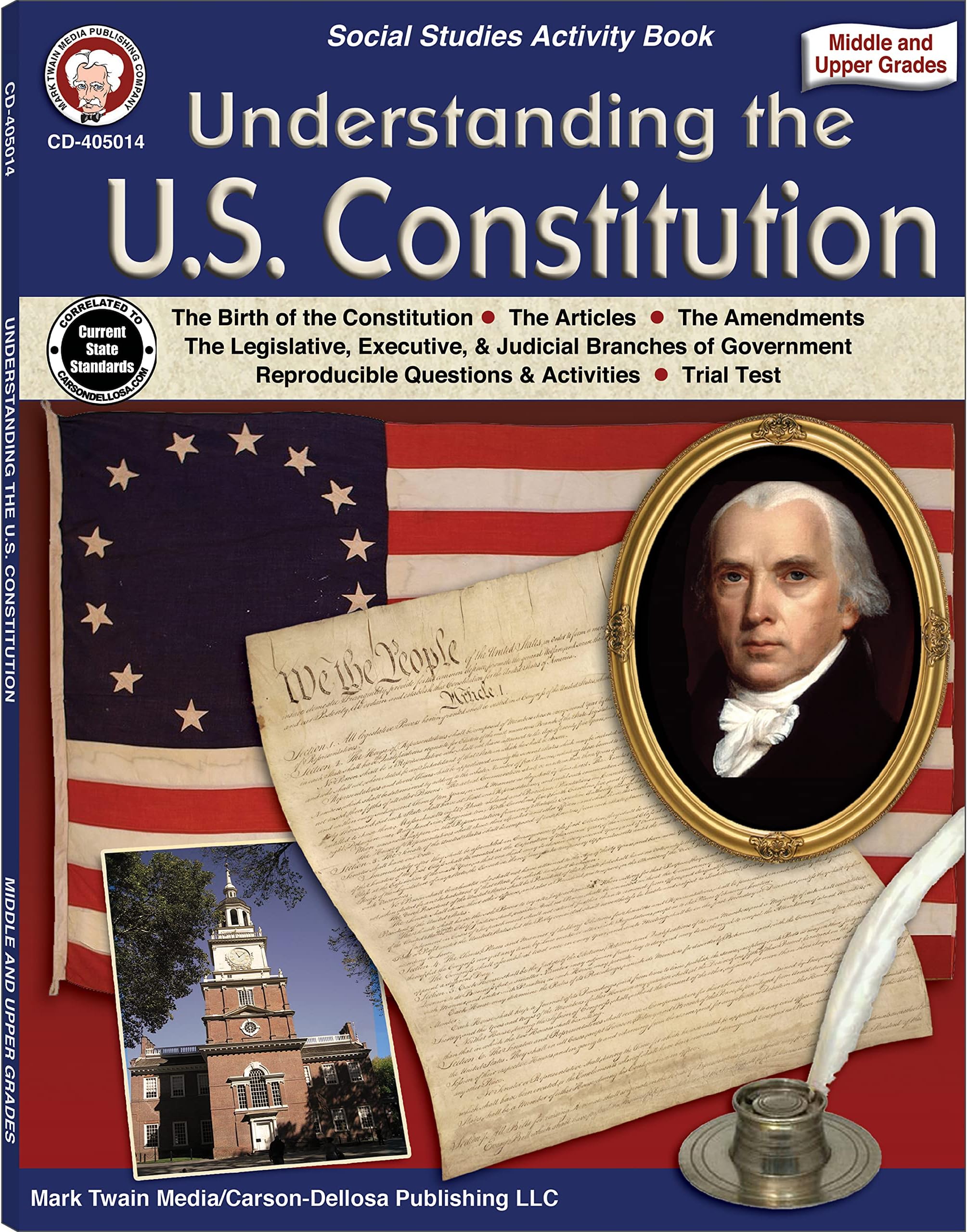 Mark Twain Understanding the US Constitution Workbook, American History Books Covering Articles, Amendments, Three Branches of Government, and More, Classroom or Homeschool Curriculum