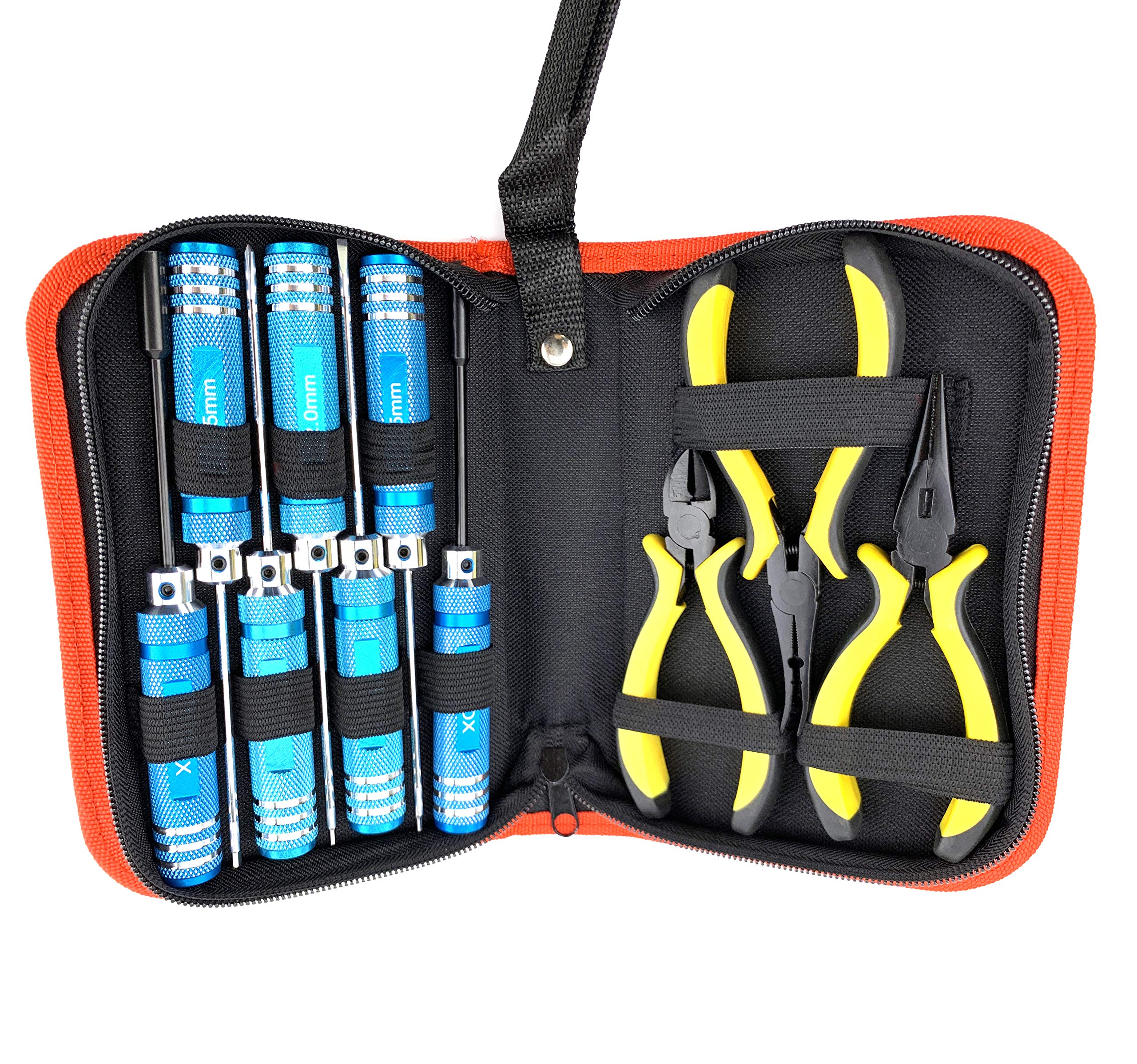 Readytosky 10 in 1 Professional RC Tools Kits Screwdriver Pliers Hex Sleeve Wrench Repair Kits for RC Car Quadcopter Helicopter Boat Models with Carry Bag