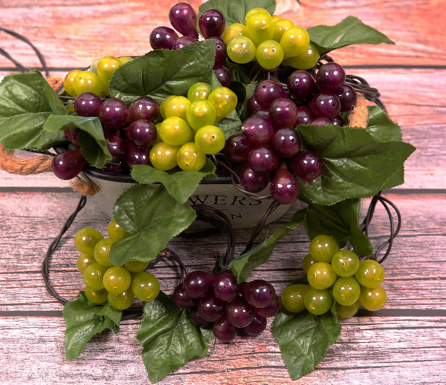 LIDORE 100 LED Purple&Green Grape String Lights. Grapevine Lights with 10 Cluster-UL Listed