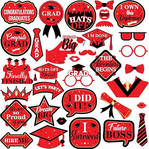 Miniatura 10 de KatchOn, Accesorios para cabina de fotos de graduación 2023  Xtralarge, paquete de 35  Accesorios de fotos de graduación universitaria púrpura y