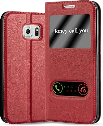 Cadorabo Coque pour Samsung Galaxy Edge Rouge Safran Housse Protection avec Stand Horizontal  Fente Carte Deux Fen tres View Etui Poche Folio Case Cover Cadorabo Coque pour Samsung Galaxy Edge Rouge Safran Housse Protection avec Stand Horizontal  Fente Carte Deux Fen tres View Etui Poche Folio Case Cover