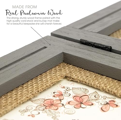 Miniatura 2 de Marcos de fotos rústicos de 5 x 7 pulgadas, tapete de arpillera, decoración de granja de madera envejecida, marco doble con bisagras, fotos