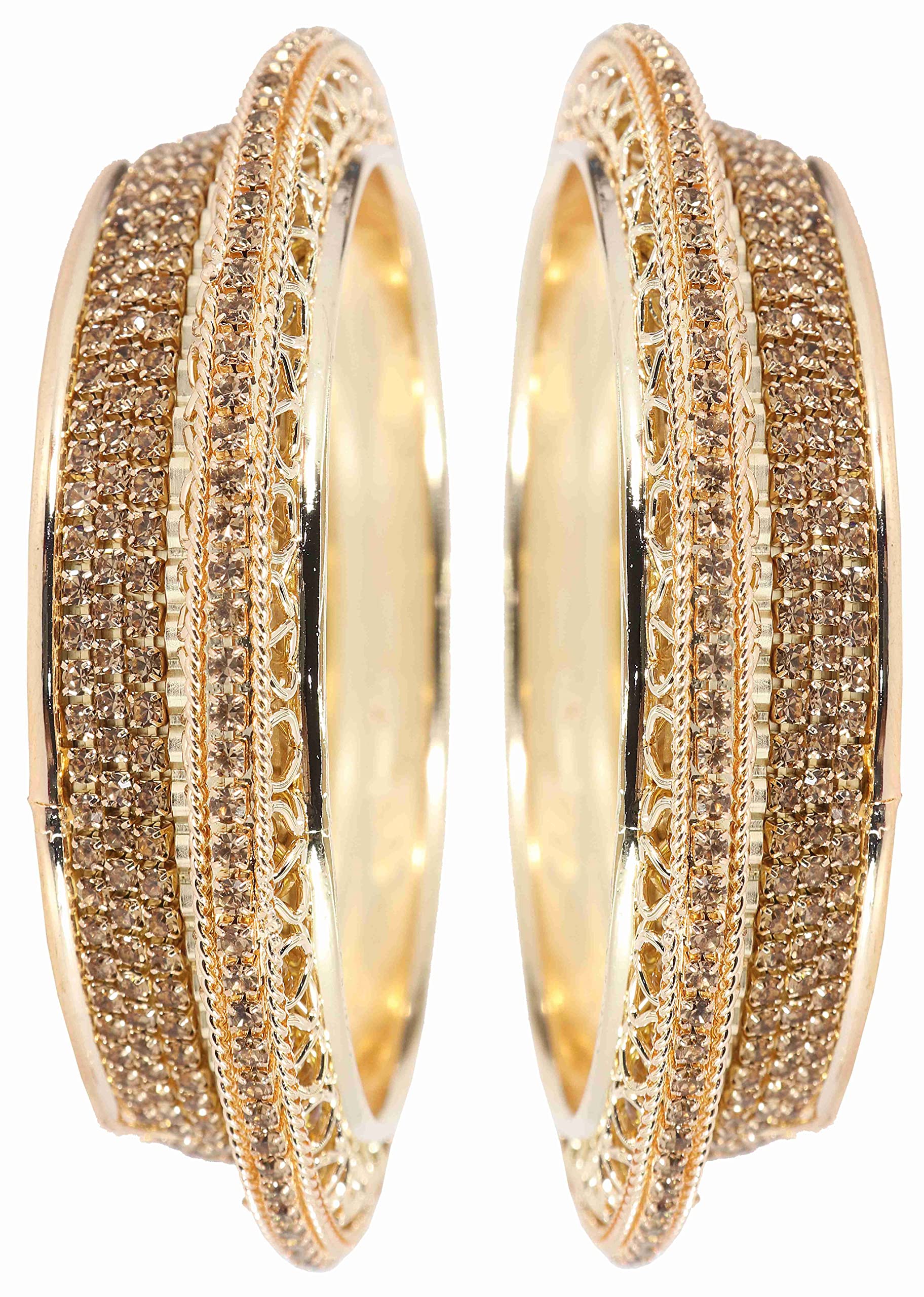NMII Alloy Metal Gold Plated Bangles Set For Women & Girls Studded Zircon Stone | Stylish Diamond Bangles | Womens bangles | Metal Bangles- (Pack of 2), (MAH38_397_Golden_2.4) (B0BK4QJ8RN) Amazon Price History, Amazon Price Tracker