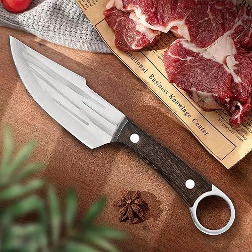 Miniatura 8 de Cuchillo de chef portátil forjado a mano con mango circularcuchillo multiusos con funda, adecuado para cortar frutas, barbacoa al aire libre,