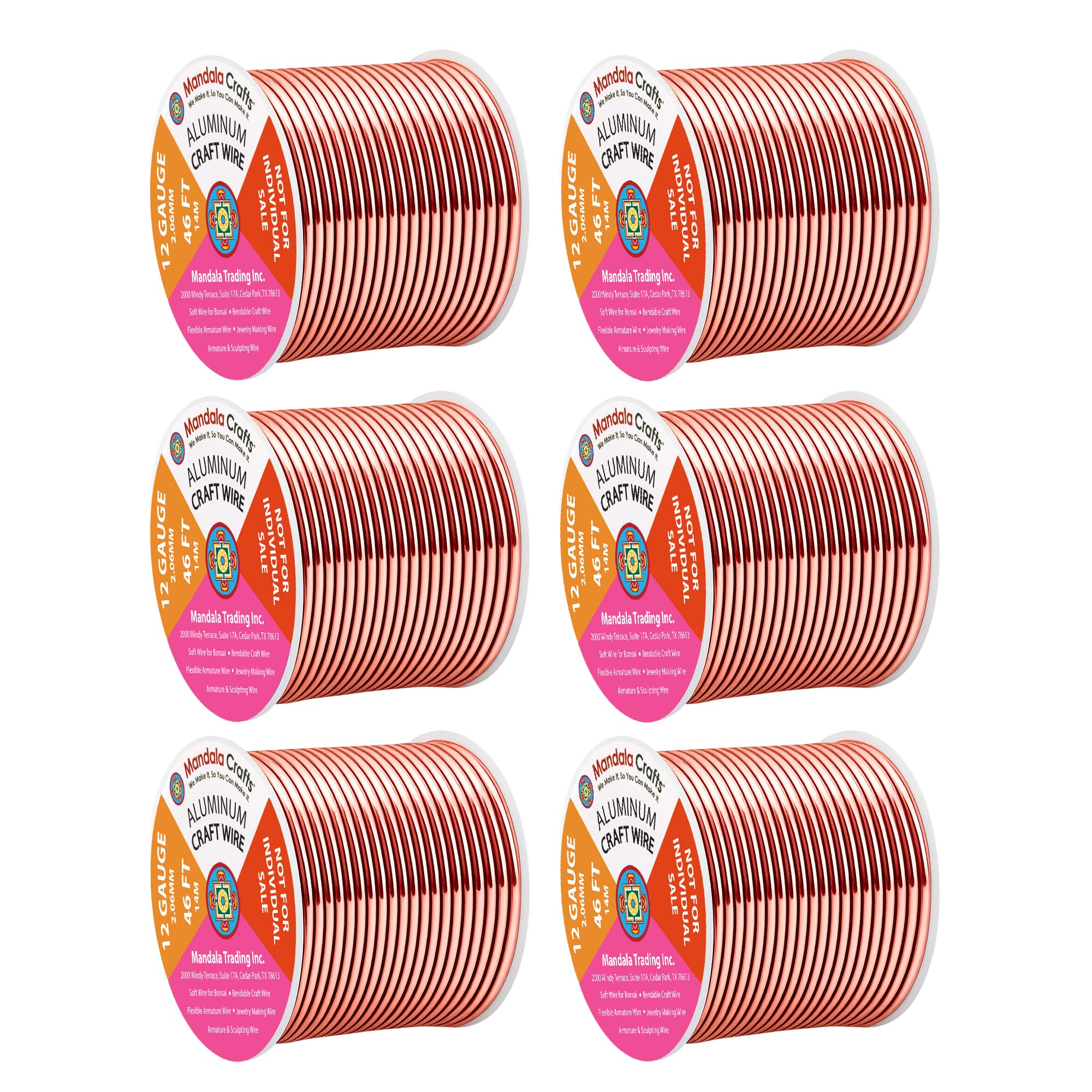Mandala Crafts 12 Gauge Rose Gold Tone Combo Anodized Aluminum Craft Wire