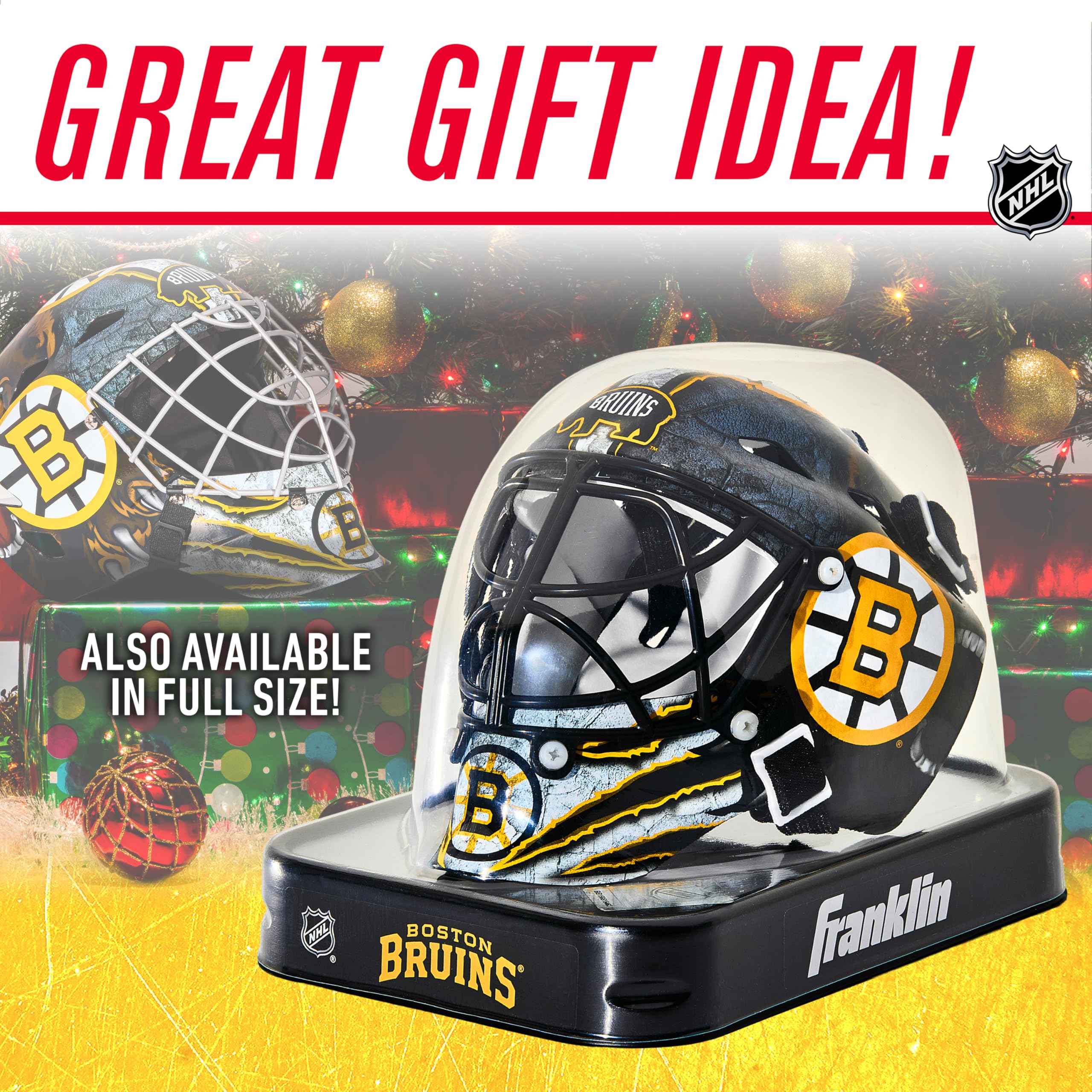 Franklin Sports NHL Team Logo Mini Hockey Torwart-Maske mit Etui, Sammler-Torwartmaske mit Offiziellen NHL-Logos und Farben