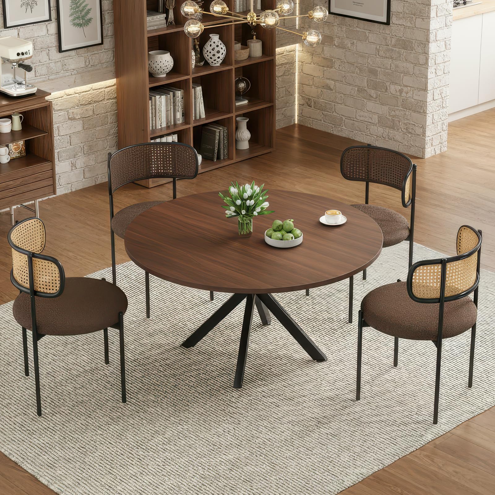 Snapklik.com : STARY 47.2" Solid Wood Round Dining Table For 4-6 People ...