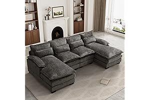 110" U Shape Cloud Couch: Modern Memory Foam Sleeper Sofa for Living Room