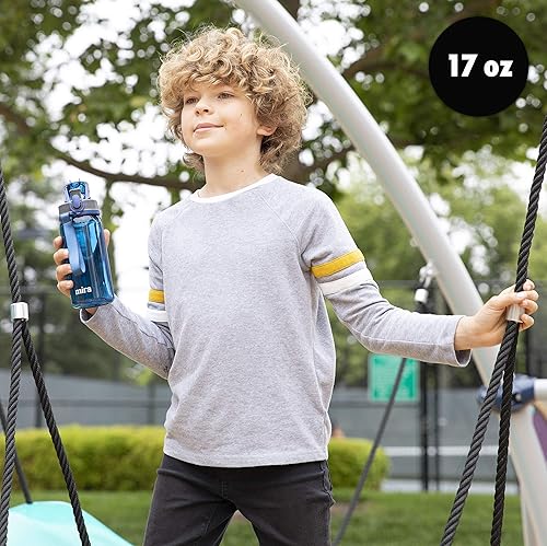 Miniatura 2 de MIRA Botella de agua Tritan de 17 onzas, botella deportiva sin BPA con tapa abatible segura, boquilla para beber de fácil flujo