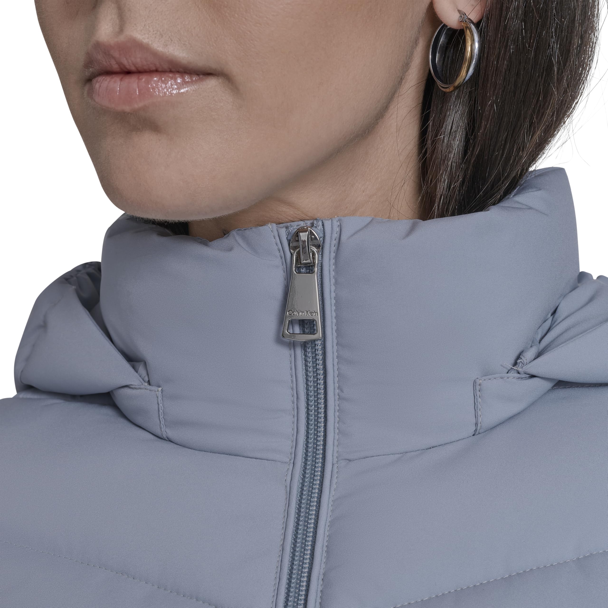 Calvin Klein Lightweight Quilted Hooded Puffer Coat – Stretch Winter Jacket With Pockets Parka Donna (Pacco da 1)