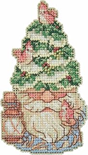 Mill Hill Evergreen Gnome Counted Cross Stitch Ornament Kit 2023 Jim Shore Woodland Gnomes JS202312, 3.5 x 6.25 inches, Multi