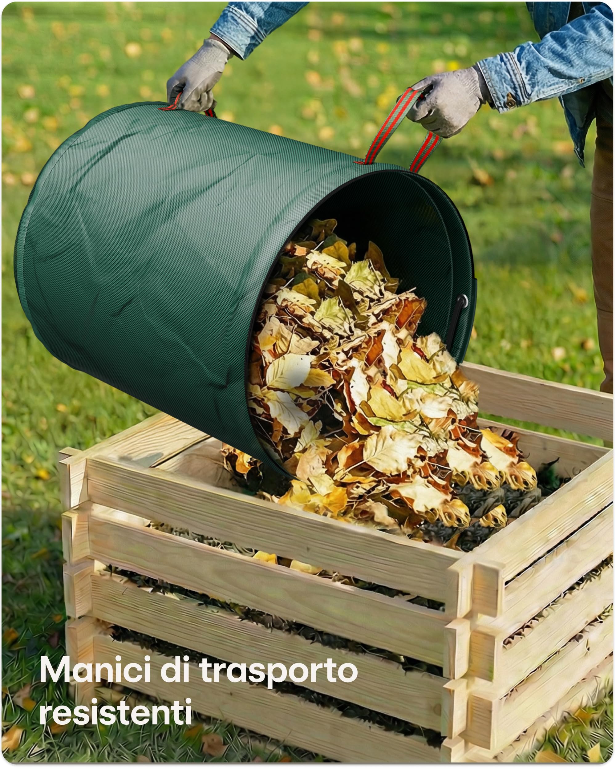 Praknu 3 Sacchi Giardinaggio 300 Litri - 4 Maniglie Resistenti - Stabile - Pieghevole - Riutilizzabile - Polipropilene Robusto