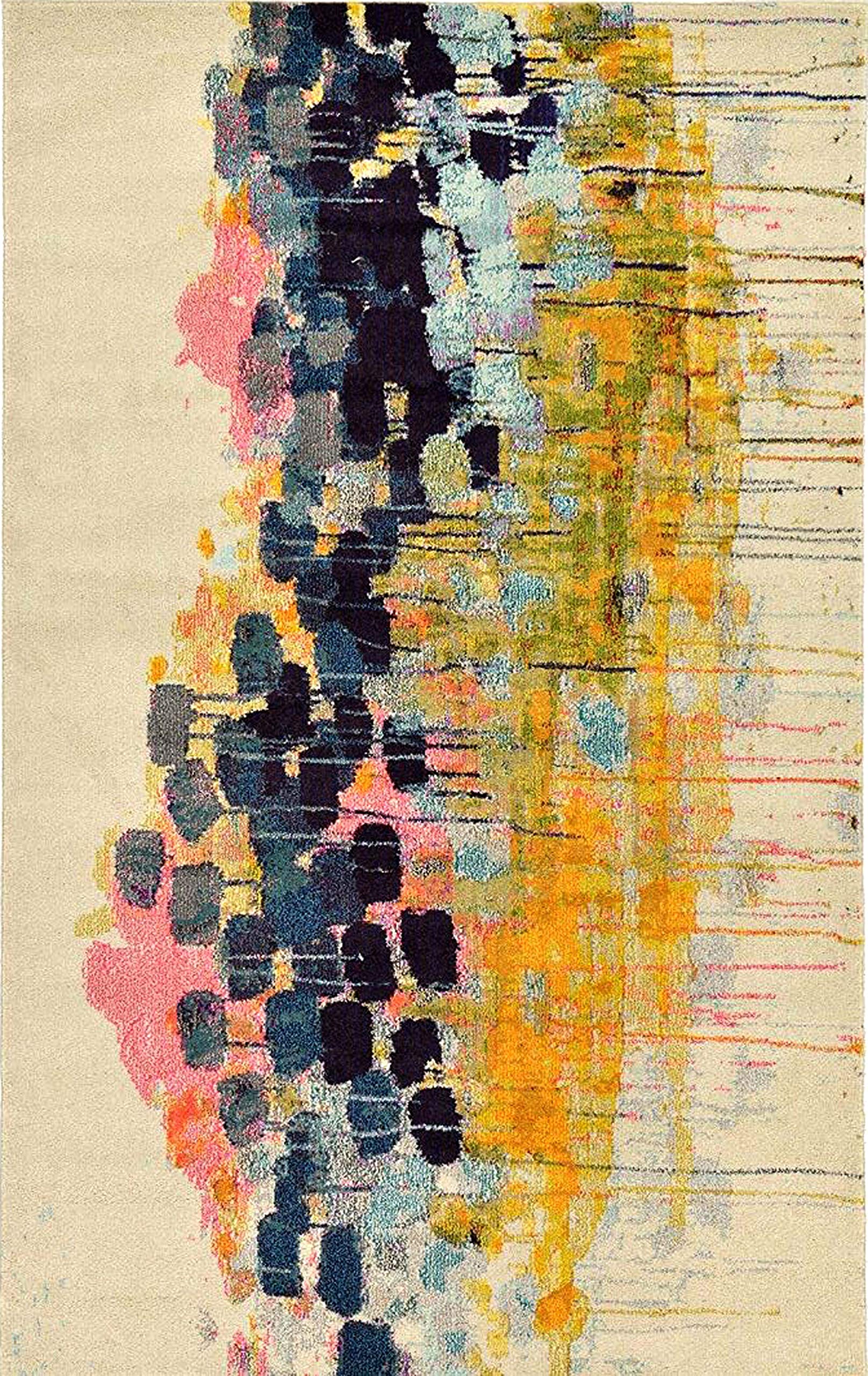 HILLFAIR - 4x6 Ft Area Rugs- 100% Handwoven Chindi Area Rugs- Modern Design Abstract Distressed Look Yellow Area Rugs/Floor Carpet - Accent Area Rugs - 4x6 feet Area Rugs for Bedroom/Living Room