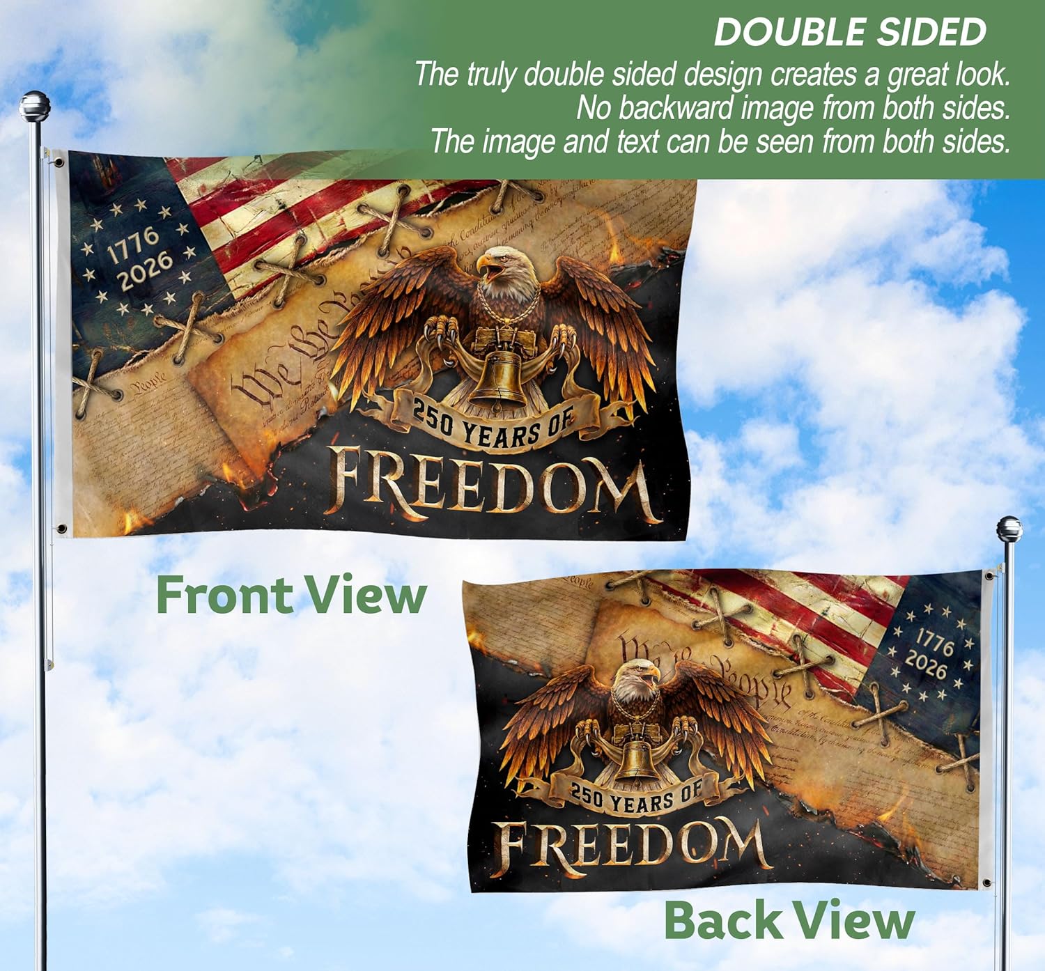 Eagles House Flag, 250 Anniversary Usa Flag Two Sided Printed 3x5 Ft, 250th Anniversary Flag, 250th Anniversary Banner 1