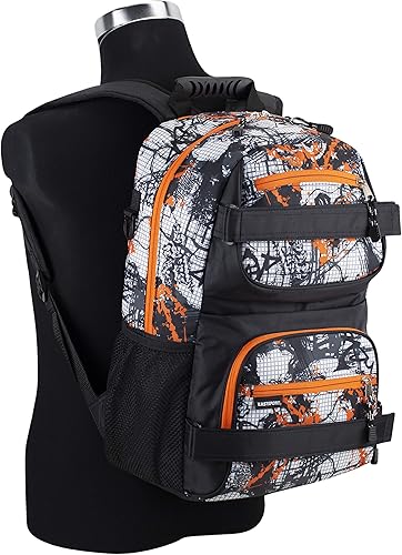 Miniatura 5 de Eastsport Mochila de viaje para monopatín, bolsa para computadora portátil, diseño multideportivo para hombres y mujeres, Naranja SolRejilla Urbana