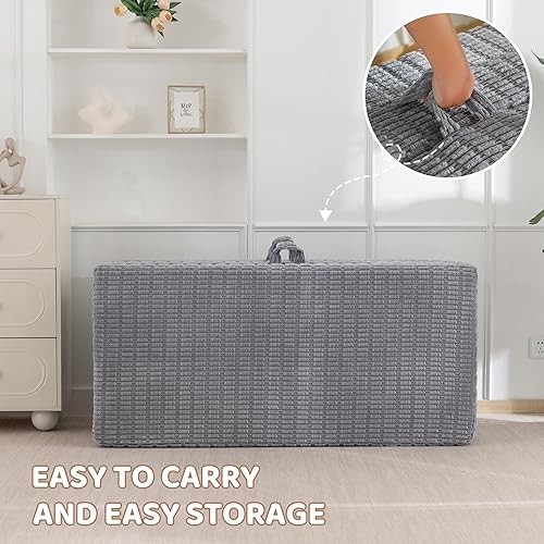 Miniatura 8 de BYBYME Colchón plegable de espuma viscoelástica, cubrecolchón plegable de gel de 6 pulgadas, almohadilla plegable suave para cama de invitados para