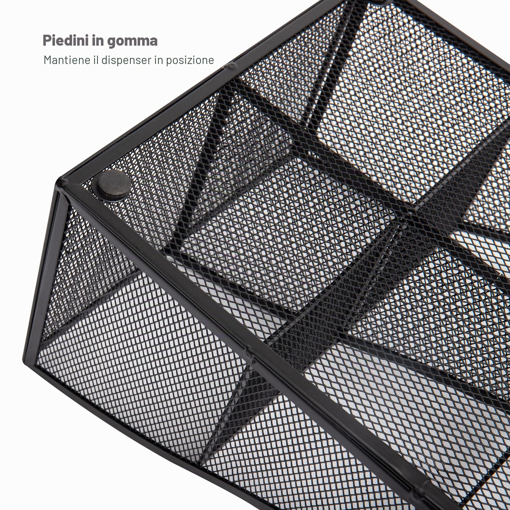 Mind Reader COMP7MESH-BLK - Organizer da banco a 7 scomparti per tazze da caffè e condimenti, rete metallica, 21,6 x 36,8 x 13,3 cm, nero