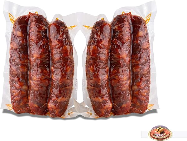 Moretti® Saucisse assaisonnée traditionnelle | 600g / 700g Sous Vide 2 Packs | Dessert sans piment de Calabre | Séchage artisanal | Planche à découper en bois en cadeau (Épicé) - 1