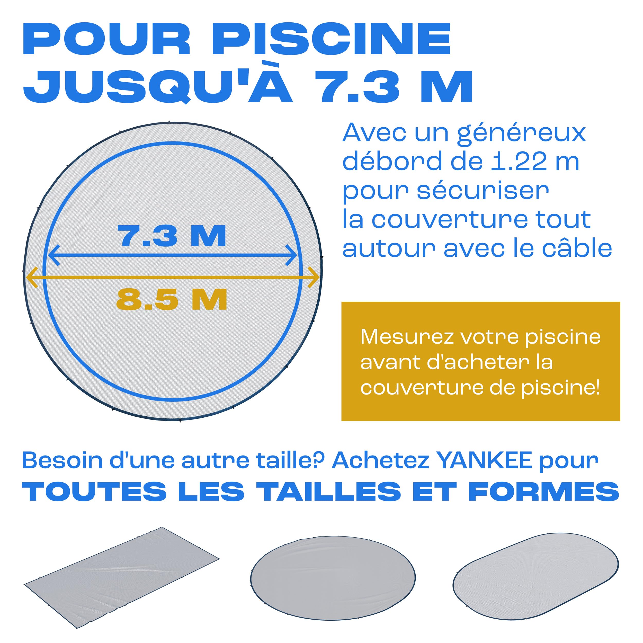 Yankee Filet à Feuilles pour Piscine Ronde - Maille 0,4 cm | Bâche de Protection Piscine Hors Sol | Empêche Feuilles & Débris | Filet Durable Anti-Colmatage (690-730 cm (Ø850cm))