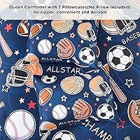 Vista 73 de Andency 3D Baseball Comforter Full (79x90 Inch), 3 Pieces(1 Baseball Comforter, 2 Pillowcases) Microfiber Sport Bedding Set for Boys Kids Teens