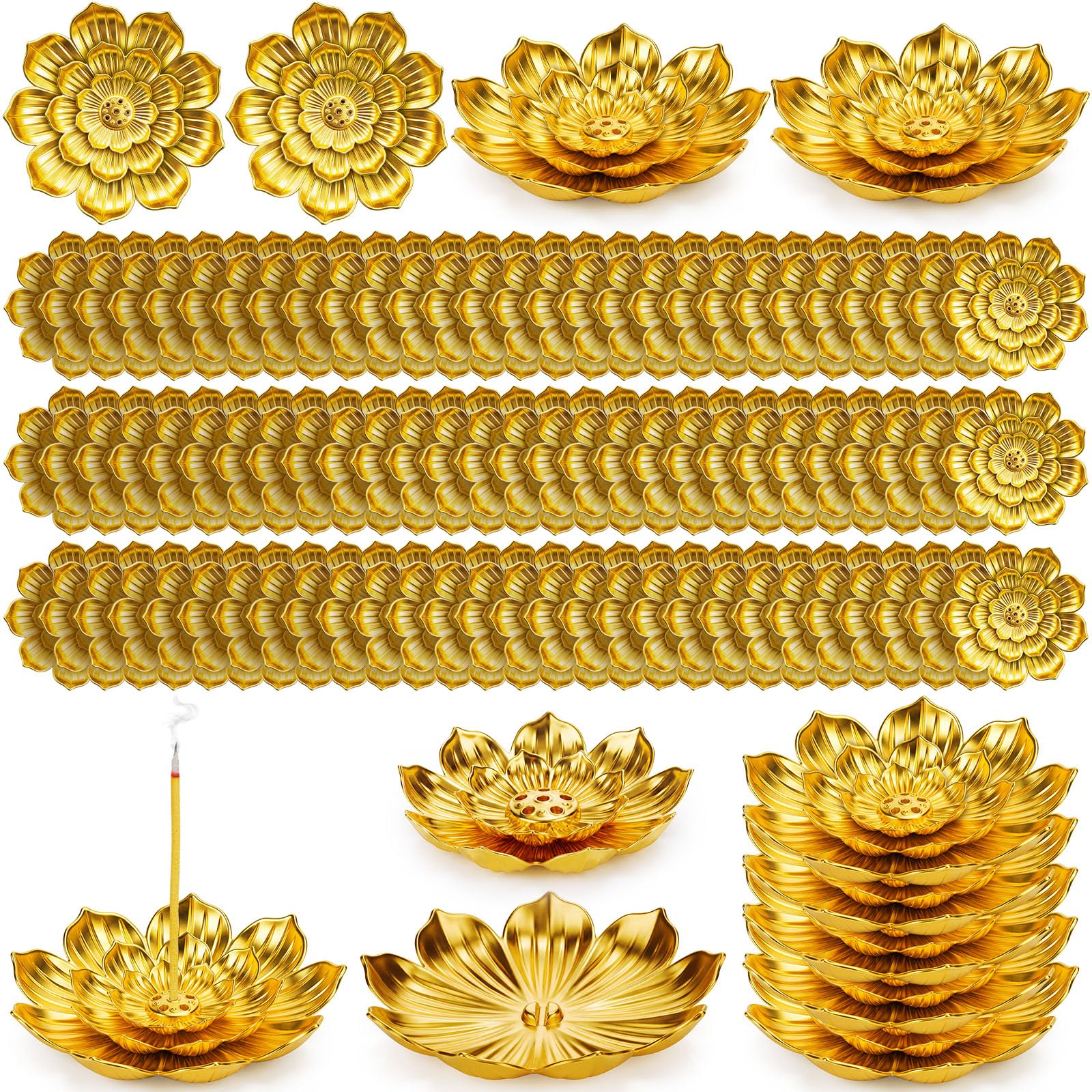 Photo 1 of Fiwochic 100 Pcs Gold Lotus Incense Holder