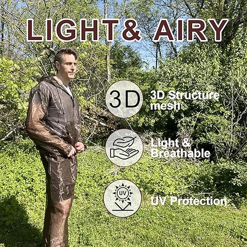 Miniatura 23 de Aventik Chaqueta de mosquito, pantalones de mosquito, traje de mosquito, malla que no se transparenta, súper ligera, mantiene la seguridad fresca