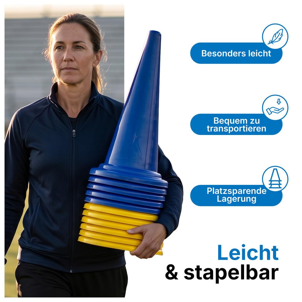 Dönges Lot de XXL cônes de guidage pour chevaux – 5 x bleu et 5 x jaune équitation