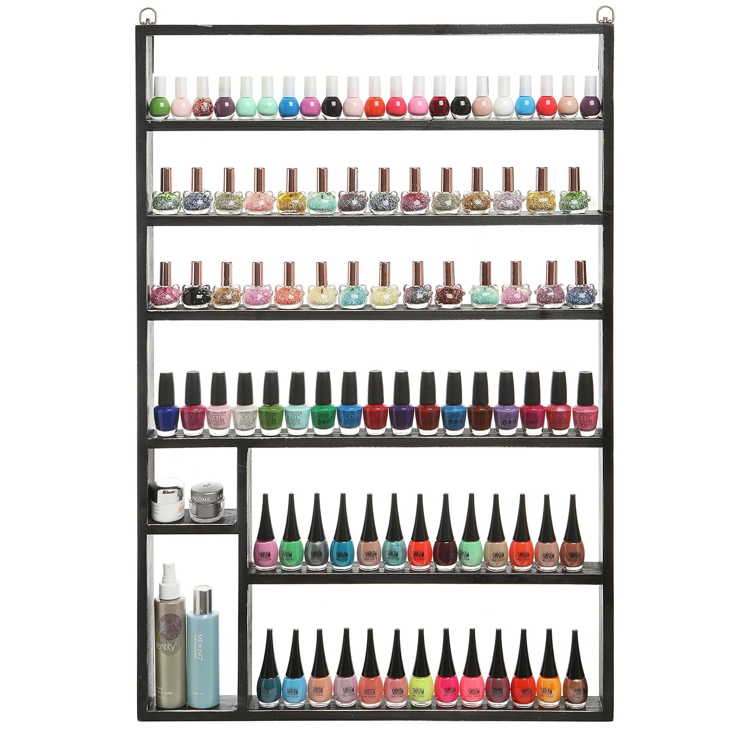 Amazon.com: MyGift Vintage Salon Wall Mounted Black Wood Nail Polish ...