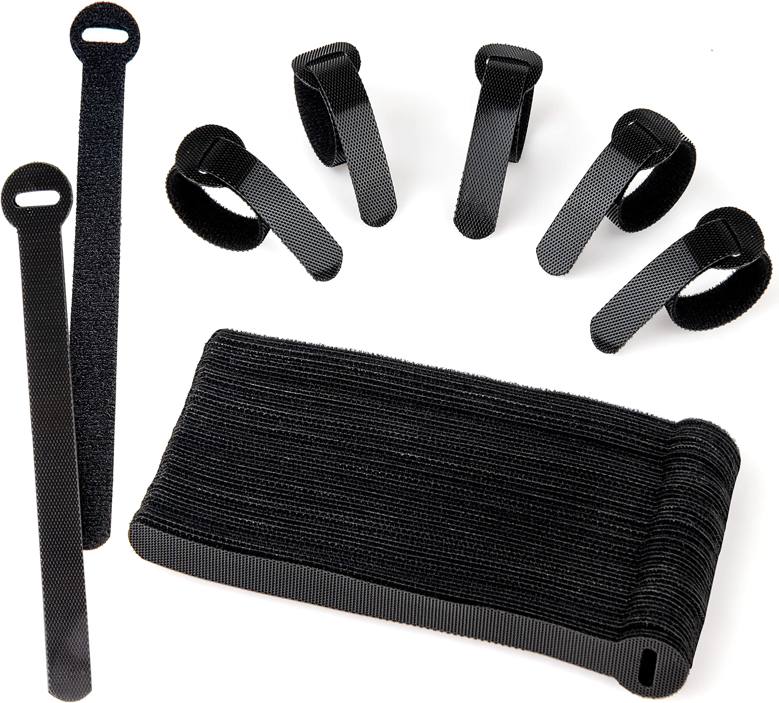 60 x Reusable Cable Ties Black, Adjustable Releasable Hook and Loop Cable Straps for PC Cable Management, Organizing Cords, TV, Desk