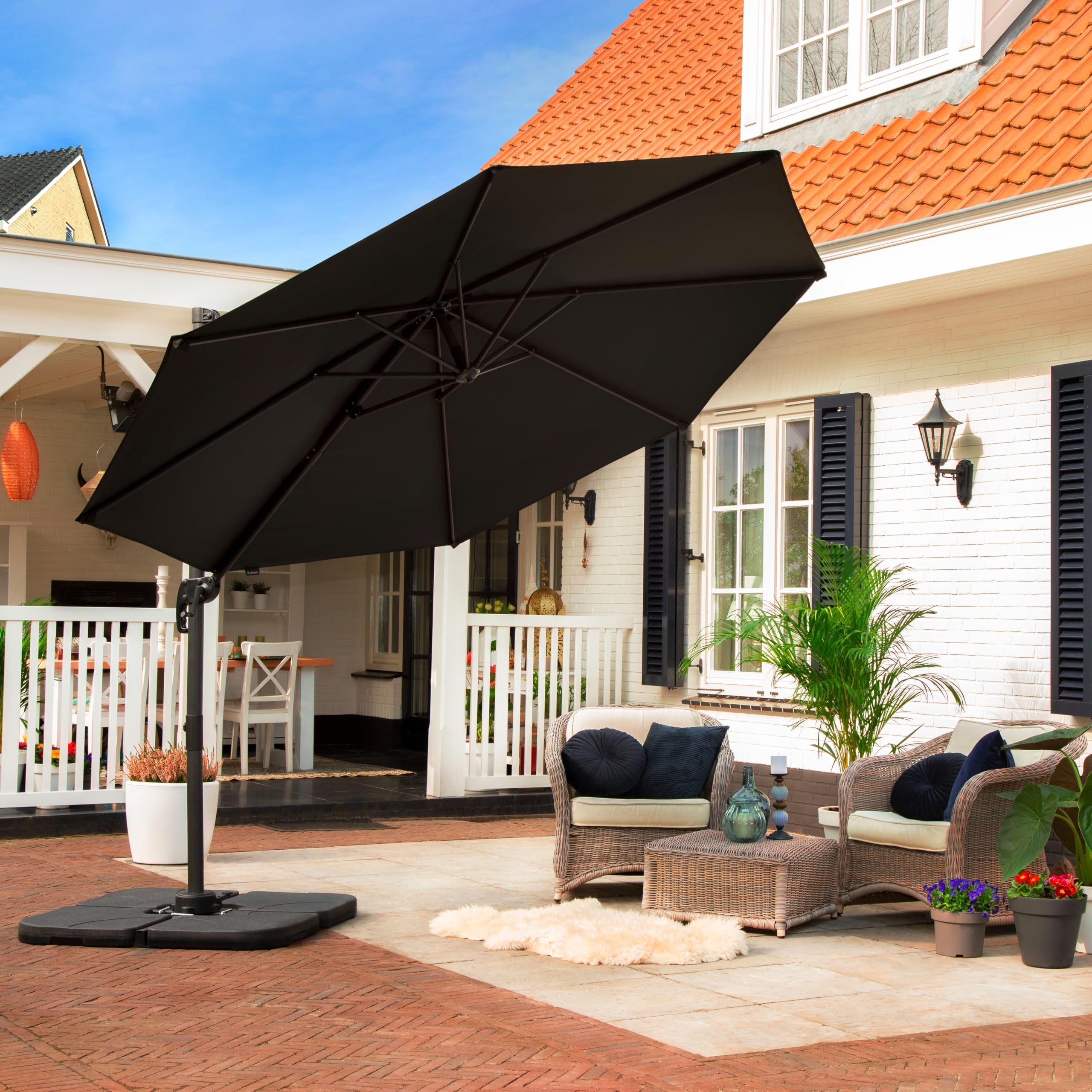 VONROC Sonnenschirmplatten Bardolino – Befüllbare Sonnenschirmplatten - 50x50 cm – Inhalt 15 l – 4 Stück für Ampelsonnenschirm