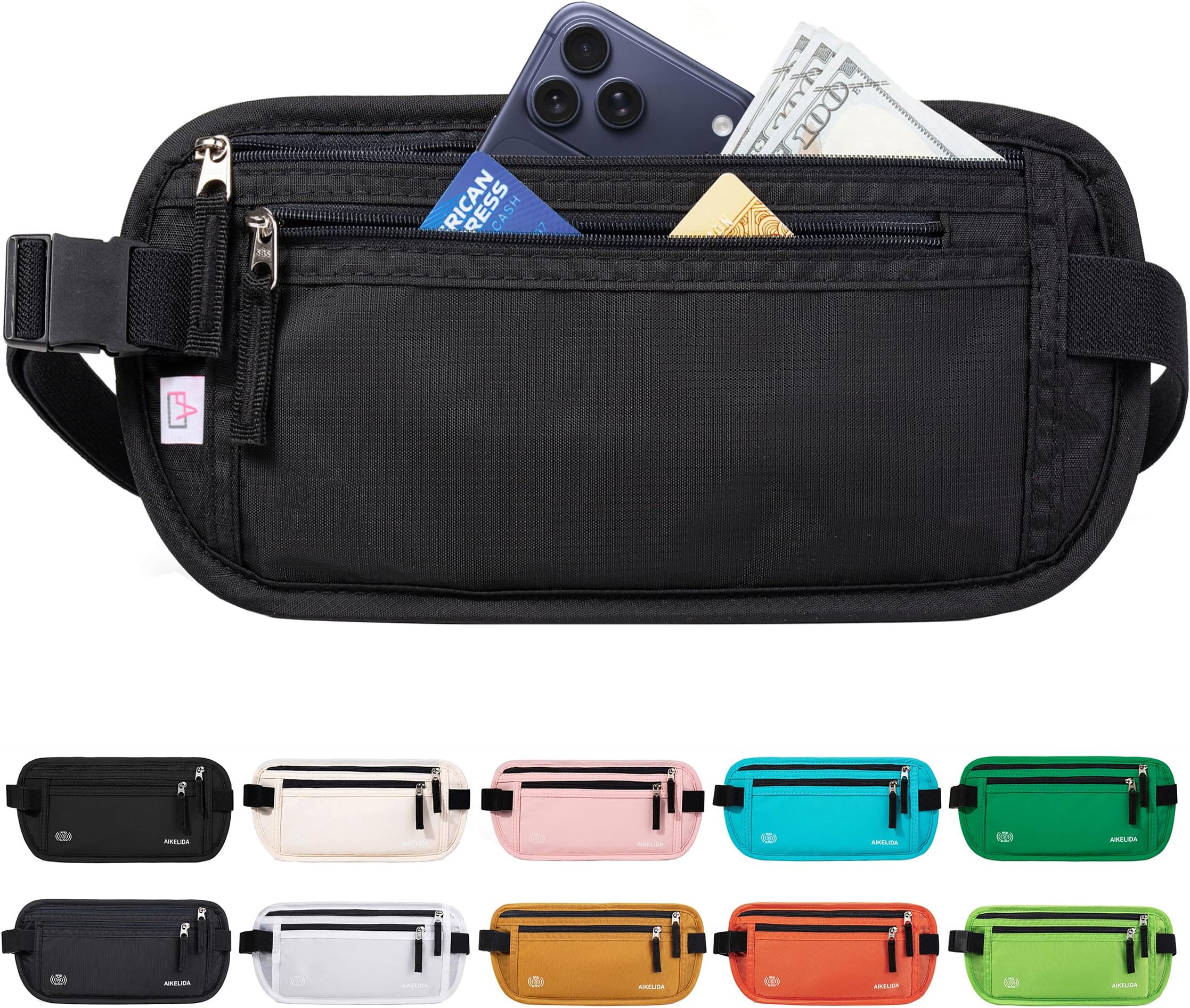 Money Belt Passport Holder for Women Men - Secure Hidden Travel Wallet Fanny Pack with RFID Blocking