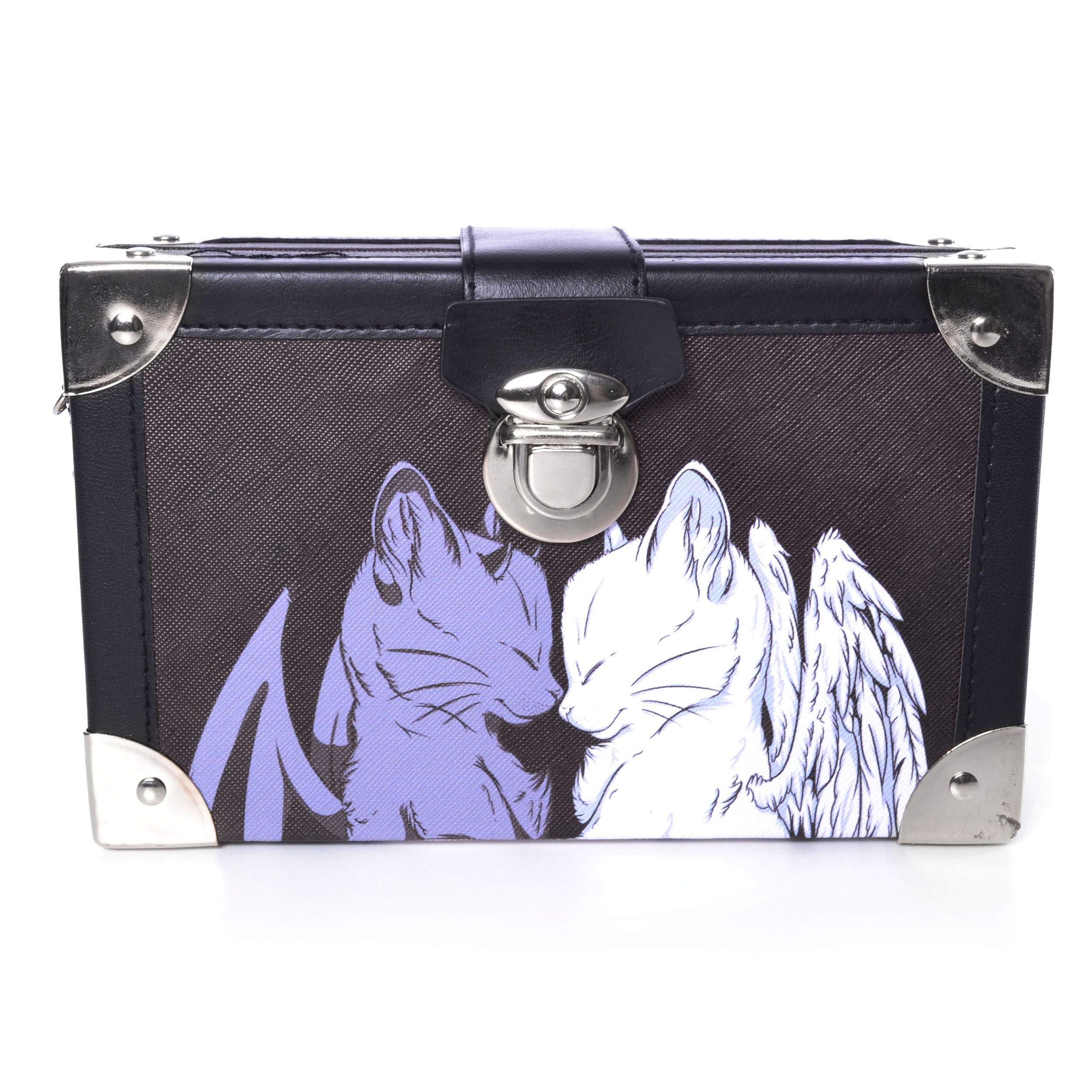 Cupcake CultSleeping Cat Angel Devil Punk Gothic Case Handbag Purse B-SCAT-B-1 Black, Black, Medium