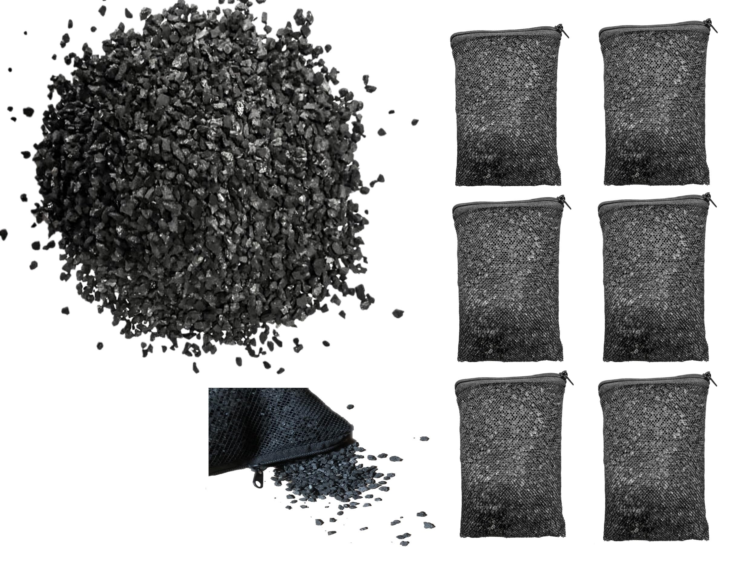 Wave Point 6 lbs Premium Granulated Activated Carbon Charcoal in 6 Filter Media Bags for Aquarium Fish Tanks Koi Pond Canister Filter Reef Filters *Good for eliminating cat litter smell and Air Filter