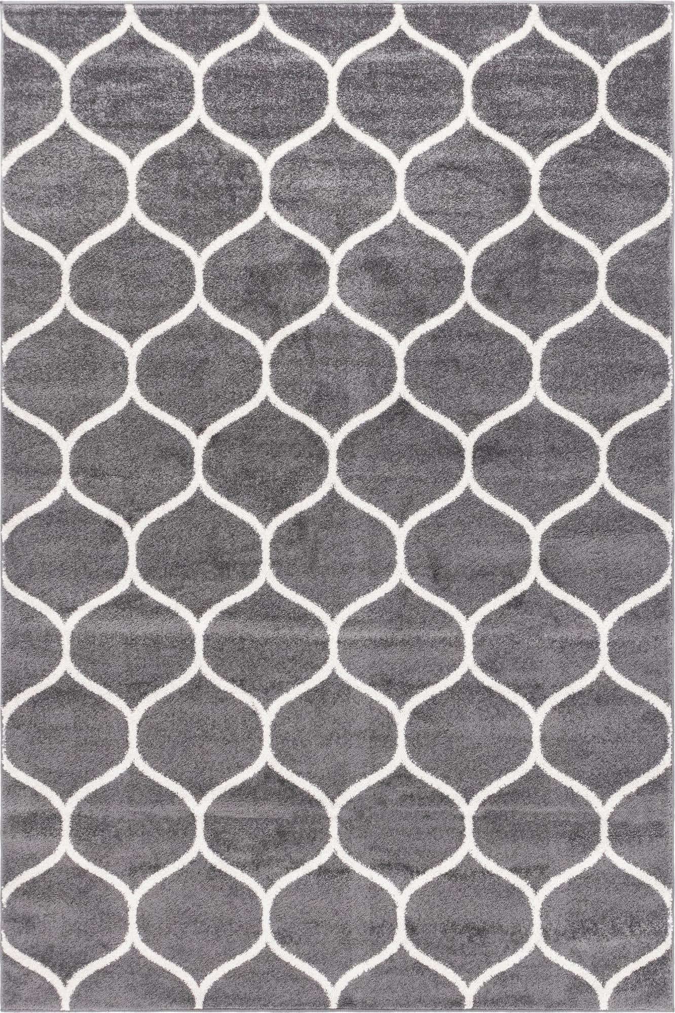 Unique Loom Trellis Frieze Collection Area Rug - Rounded (7' 1" x 10', Dark Gray/ Ivory)